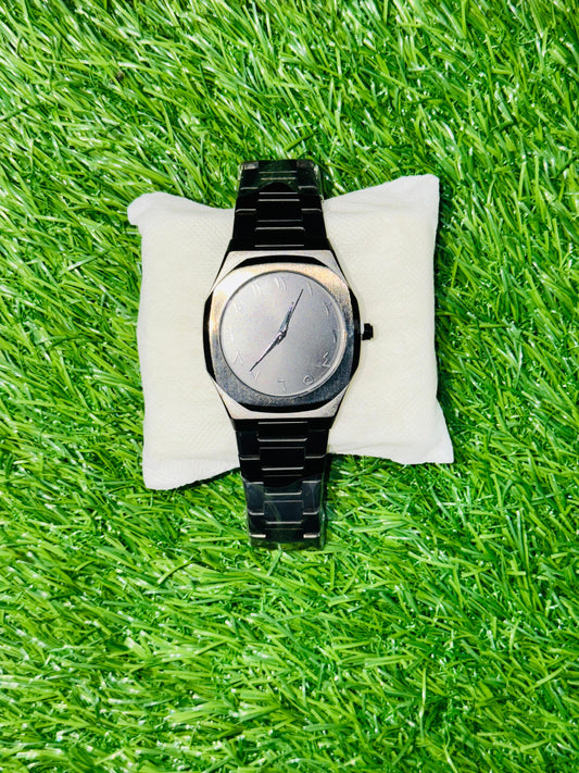 Black Arabic Steel Watch – Premium Stainless Steel Edition