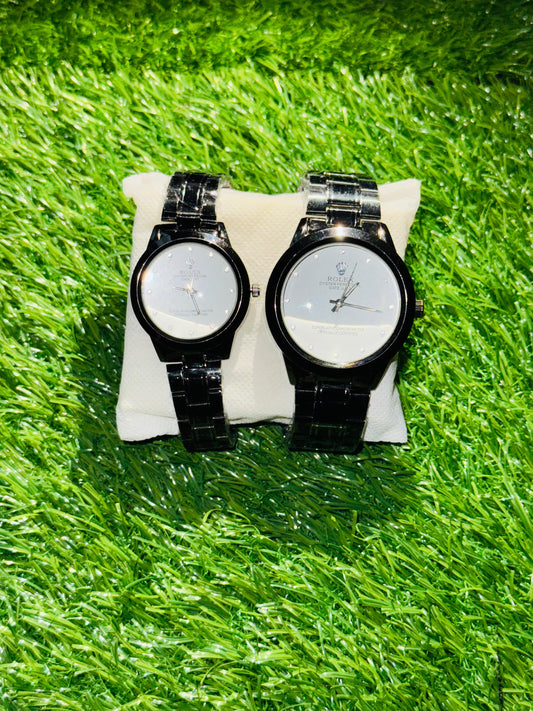 Stylish Black Couple Wrist Watches – Classic Design