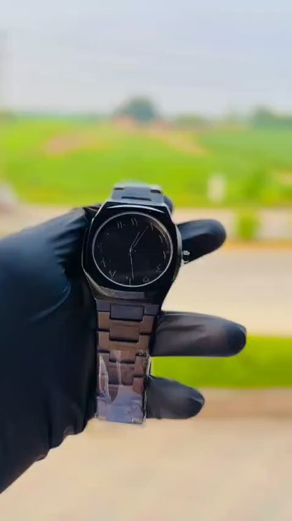 Black Arabic Steel Watch – Premium Stainless Steel Edition
